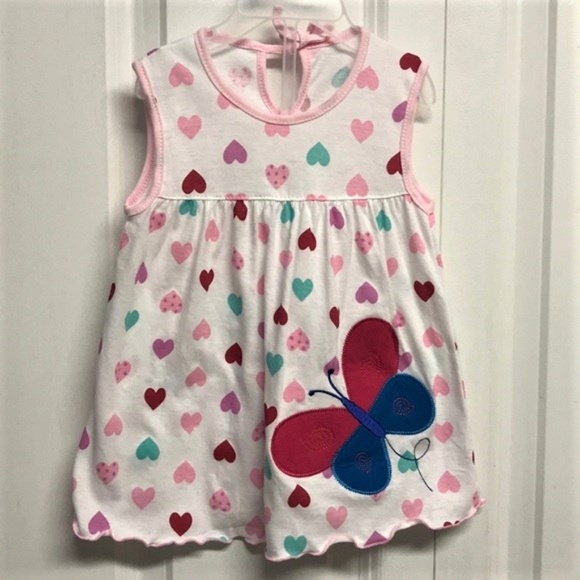 Unbranded Other - Hearts Dress Size 18m Embroidered Butterfly NWOT